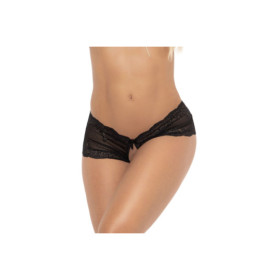 Panty dentelle et résille noir, ouvert à l'entrejambe 